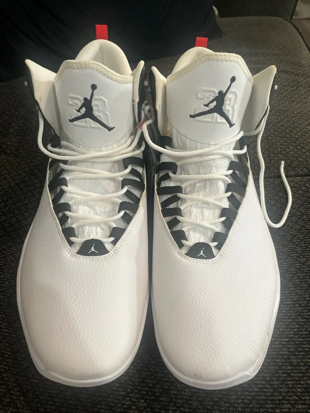 Jordan Super.Fly MVP 2018 White/Silver Black Red Sneakers Sz 17 Read